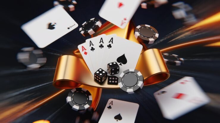 Phone screen showing casino app navigation and account menu